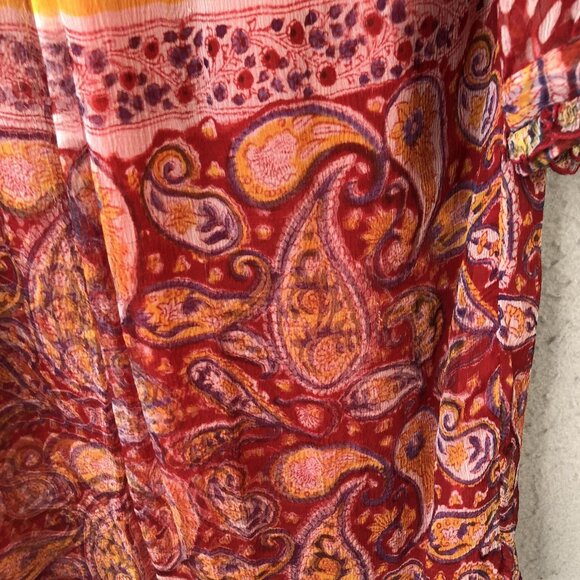 Paul Ropp Dress Womens Size 3 Red White Polka Dot Paisley Boho Rayon Indonesia - Picture 11 of 16